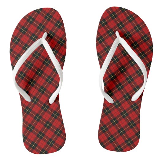 Clan Wallace Tartan Schots Rood en Zwart Plaid Teenslippers (Voetbed)