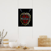 Clan Wallace Tartan Scottish Shield & Swords Poster (Keuken)