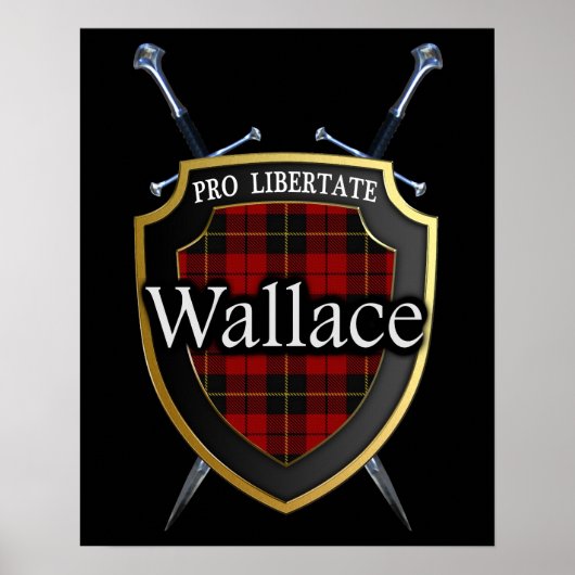 Clan Wallace Tartan Scottish Shield & Swords Poster (Voorkant)