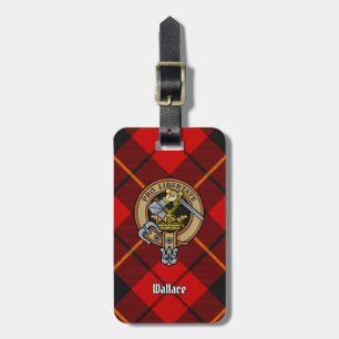 Clan Wallace Wapen over Tartan Bagagelabel