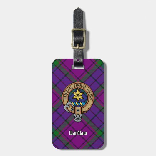 Clan Wardlaw Crest over Tartan Bagagelabel (Voorkant verticaal)