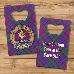 Clan Wardlaw Crest over Tartan Creditkaart Flessenopener