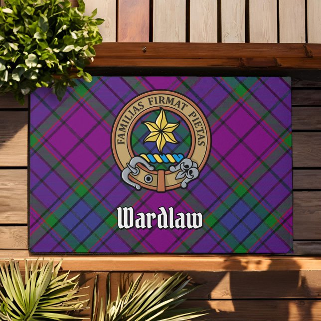 Clan Wardlaw Crest over Tartan Deurmat (Creator heeft geüpload)