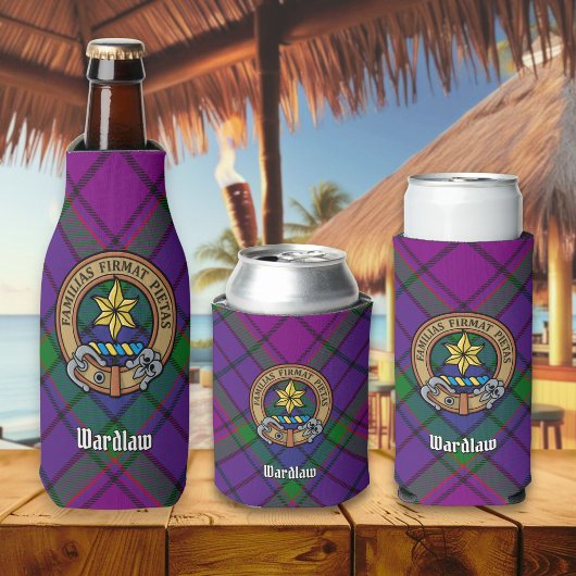 Clan Wardlaw Crest over Tartan Flesjeskoeler