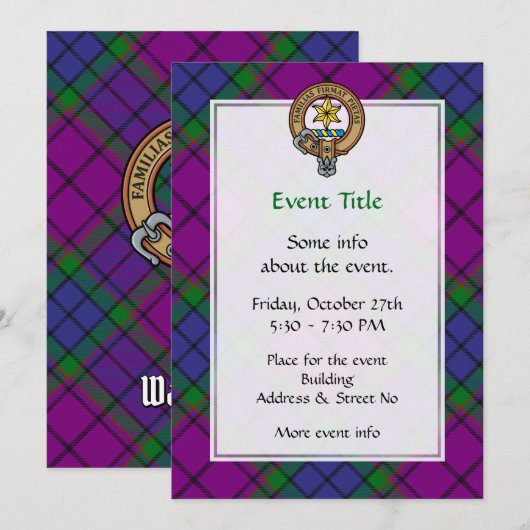 Clan Wardlaw Crest over Tartan Kaart (Voorkant / Achterkant)