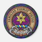 Clan Wardlaw Crest over Tartan Magneet (Voorkant)