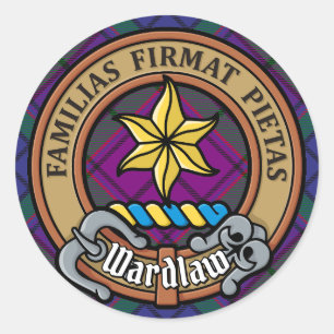 Clan Wardlaw Crest over Tartan Ronde Sticker