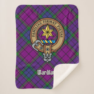 Clan Wardlaw Crest over Tartan Sherpa Deken