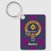 Clan Wardlaw Crest over Tartan Sleutelhanger (Voorkant)