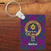 Clan Wardlaw Crest over Tartan Sleutelhanger (Voorkant)