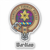 Clan Wardlaw Crest over Tartan Sticker (Voorkant)