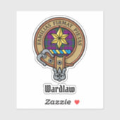 Clan Wardlaw Crest over Tartan Sticker (Vel)