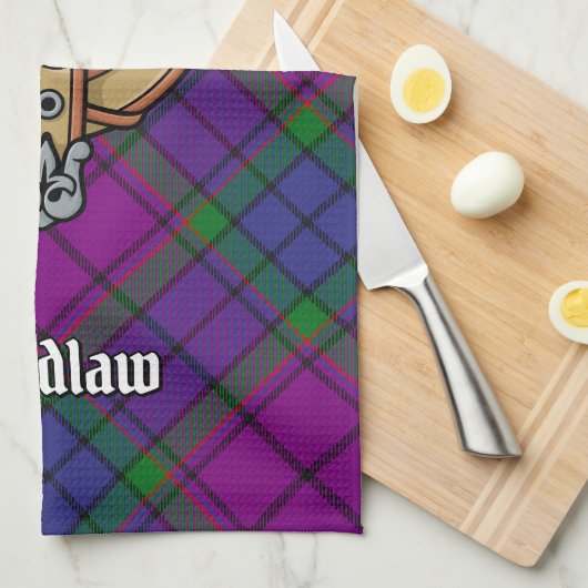 Clan Wardlaw Crest over Tartan Theedoek (Quarter Fold)