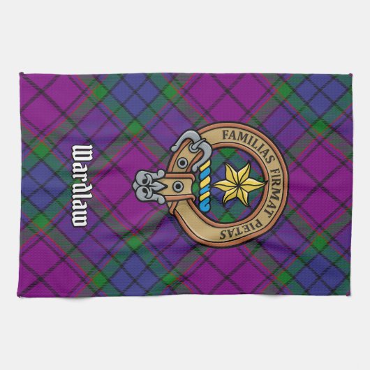 Clan Wardlaw Crest over Tartan Theedoek (Horizontaal)