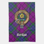 Clan Wardlaw Crest over Tartan Theedoek (Verticaal)