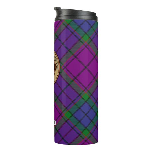 Clan Wardlaw Crest over Tartan Thermosbeker (Geroteerd rechts)