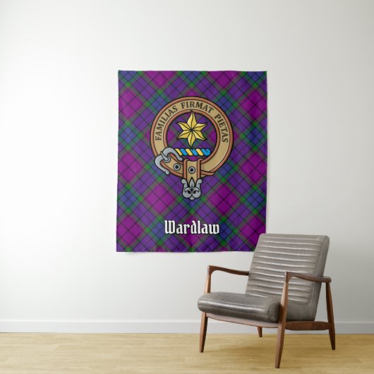 Clan Wardlaw Crest over Tartan Wandkleed (In situ)