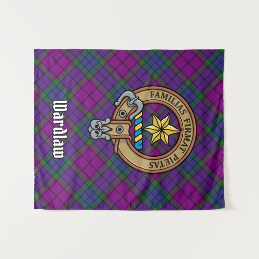 Clan Wardlaw Crest over Tartan Wandkleed (Voorkant (horizontaal))