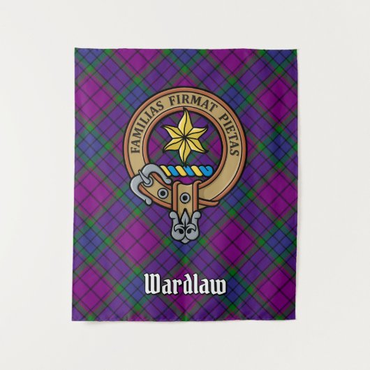Clan Wardlaw Crest over Tartan Wandkleed (Voorkant)