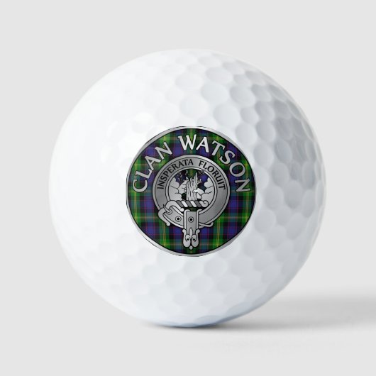 Clan Watson Wapen & Tartan Golfballen (Voorkant)