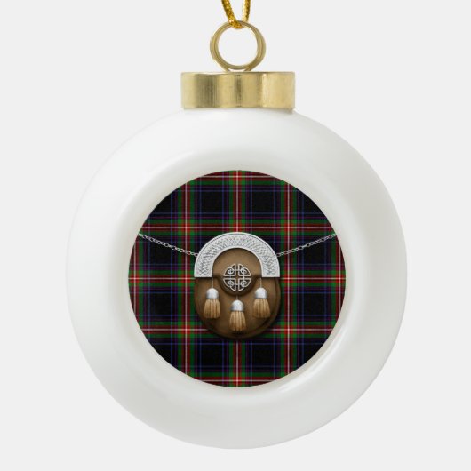 Clan Watt Tartan en Sporran Keramische Bal Ornament (Voorkant)
