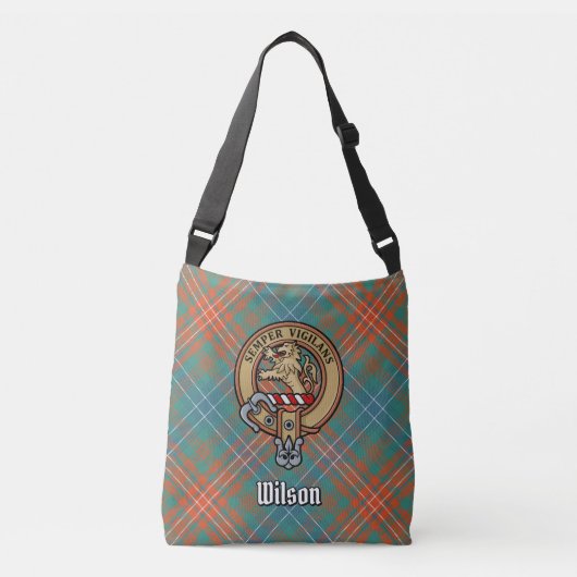 Clan Wilson Crest over het oude Tartan Crossbody Tas (Voorkant)