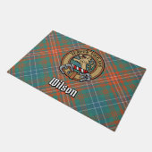 Clan Wilson Crest over het oude Tartan Deurmat (Schuin)
