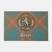 Clan Wilson Crest over het oude Tartan Deurmat (Voorkant)