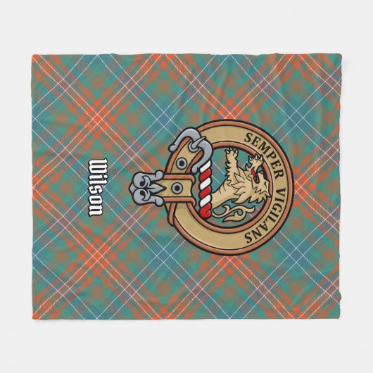Clan Wilson Crest over het oude Tartan Fleece Deken (Voorkant (Horizontaal))