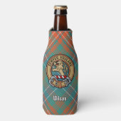 Clan Wilson Crest over het oude Tartan Flesjeskoeler (Fles Voorkant)