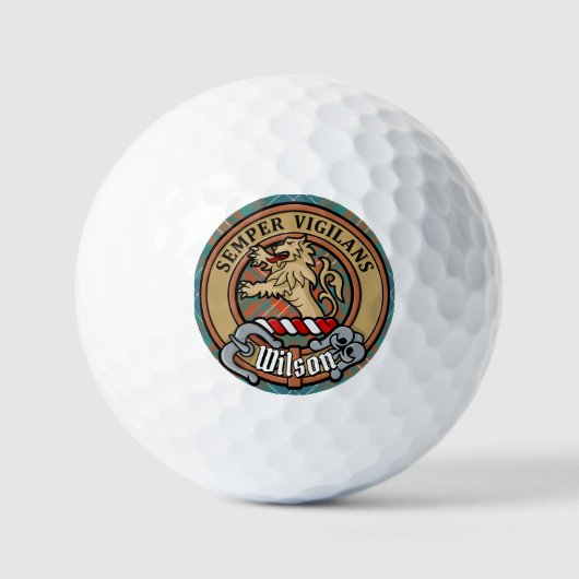 Clan Wilson Crest over het oude Tartan Golfballen (Voorkant)