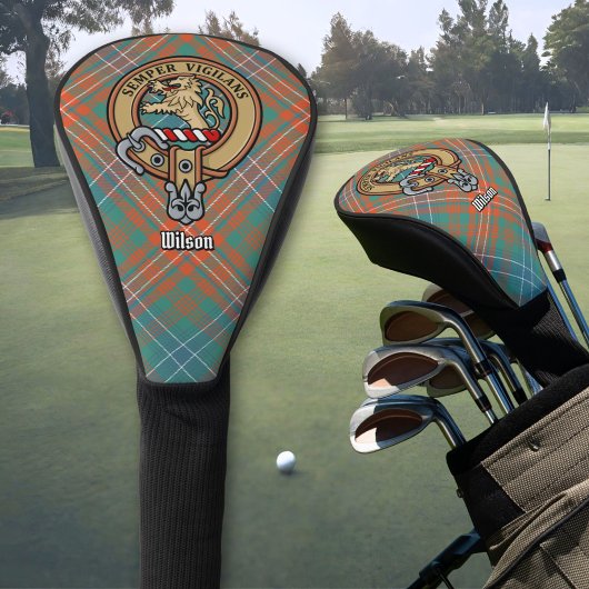 Clan Wilson Crest over het oude Tartan Golfheadcover