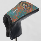 Clan Wilson Crest over het oude Tartan Golfheadcover (3/4 voorkant)