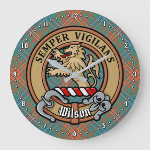Clan Wilson Crest over het oude Tartan Grote Klok