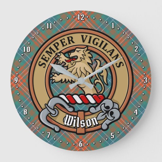 Clan Wilson Crest over het oude Tartan Grote Klok (Voorkant)
