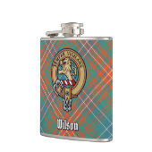 Clan Wilson Crest over het oude Tartan Heupfles (Links)