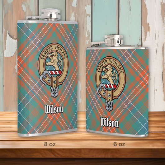 Clan Wilson Crest over het oude Tartan Heupfles