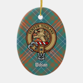 Clan Wilson Crest over het oude Tartan Keramisch Ornament