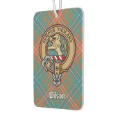 Clan Wilson Crest over het oude Tartan Luchtverfrisser (Links)