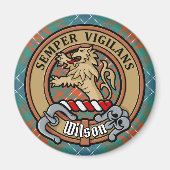 Clan Wilson Crest over het oude Tartan Magneet (Voorkant)