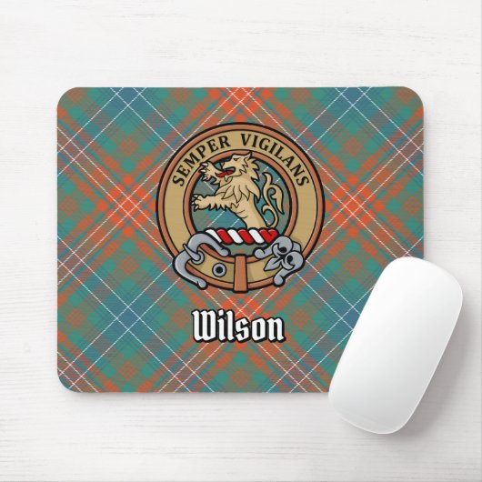 Clan Wilson Crest over het oude Tartan Muismat (Met muis)