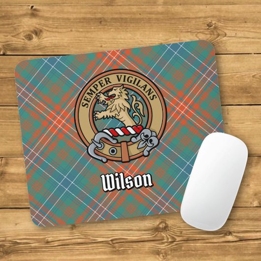 Clan Wilson Crest over het oude Tartan Muismat