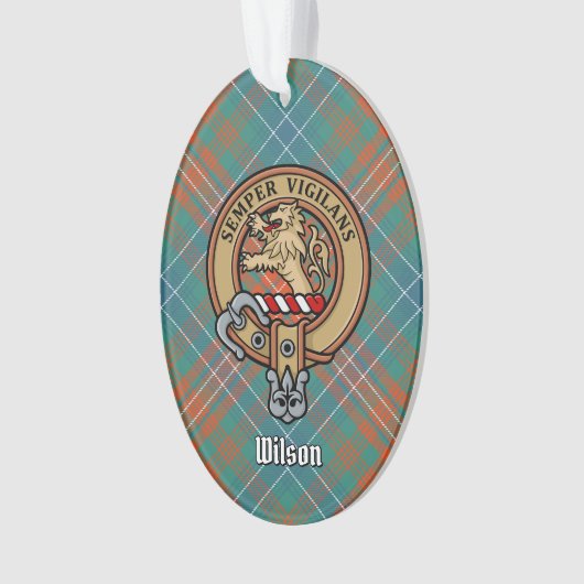 Clan Wilson Crest over het oude Tartan Ornament (voorkant)
