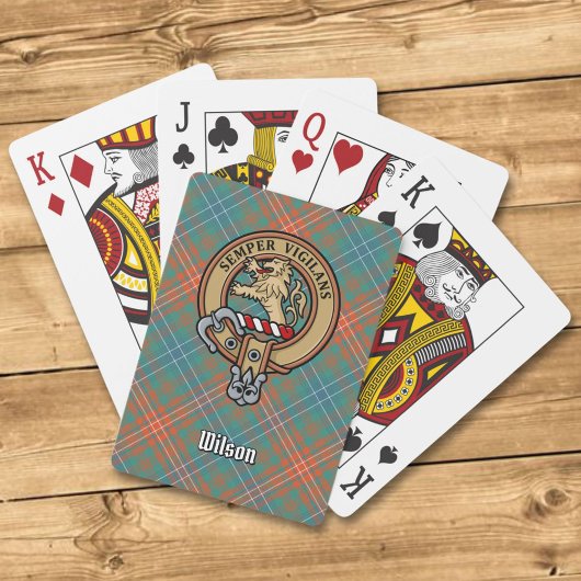 Clan Wilson Crest over het oude Tartan Pokerkaarten