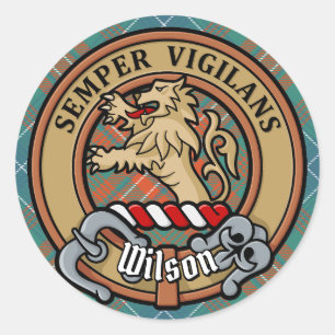 Clan Wilson Crest over het oude Tartan Ronde Sticker