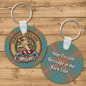Clan Wilson Crest over het oude Tartan Sleutelhanger