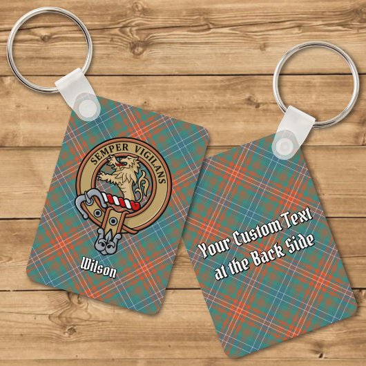 Clan Wilson Crest over het oude Tartan Sleutelhanger