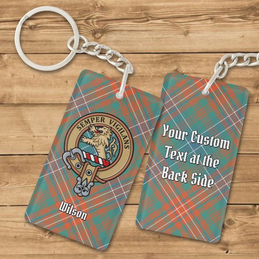 Clan Wilson Crest over het oude Tartan Sleutelhanger