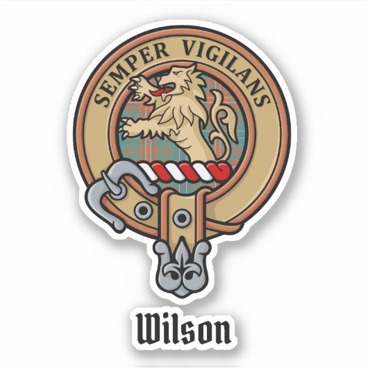 Clan Wilson Crest over het oude Tartan Sticker (Voorkant)