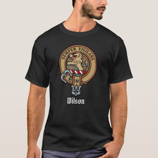 Clan Wilson Crest over het oude Tartan T-shirt (Voorkant)